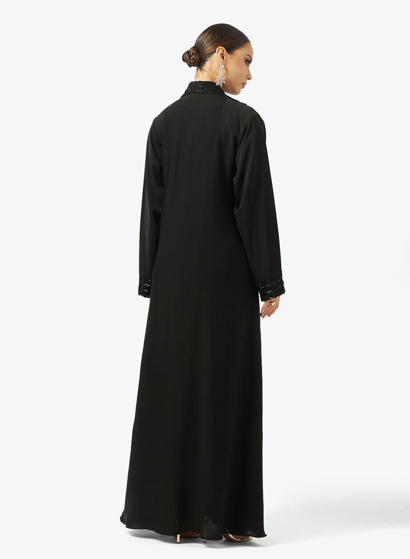 هيا كلوزيت عباية مفتوحة بياقة واسعة مزينة - Image 2